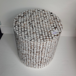 White Coconut Shell Inlay Stool Handcrafted from Vietnam