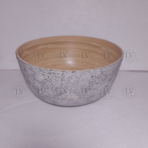 Eggshell inlaid spun bamboo salad bowl