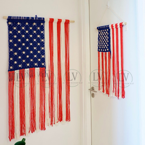 Handmade American Flag Macrame Wall Hanging from Vietnam