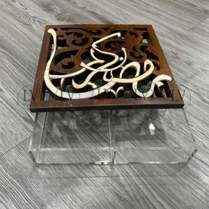 Acrylic Chocolate Box with Mother of Pearl inlaid Wood Lid for Arabian