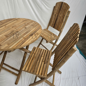 Handmade natural bamboo foldable table and chairs outdoor furniture from Vietnam