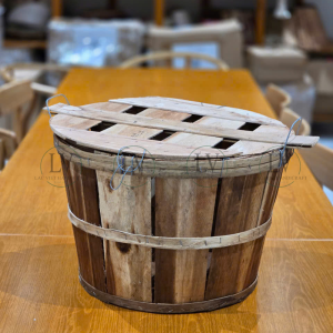 Wholesale natural wooden crab basket with lid and handles from Vietnam