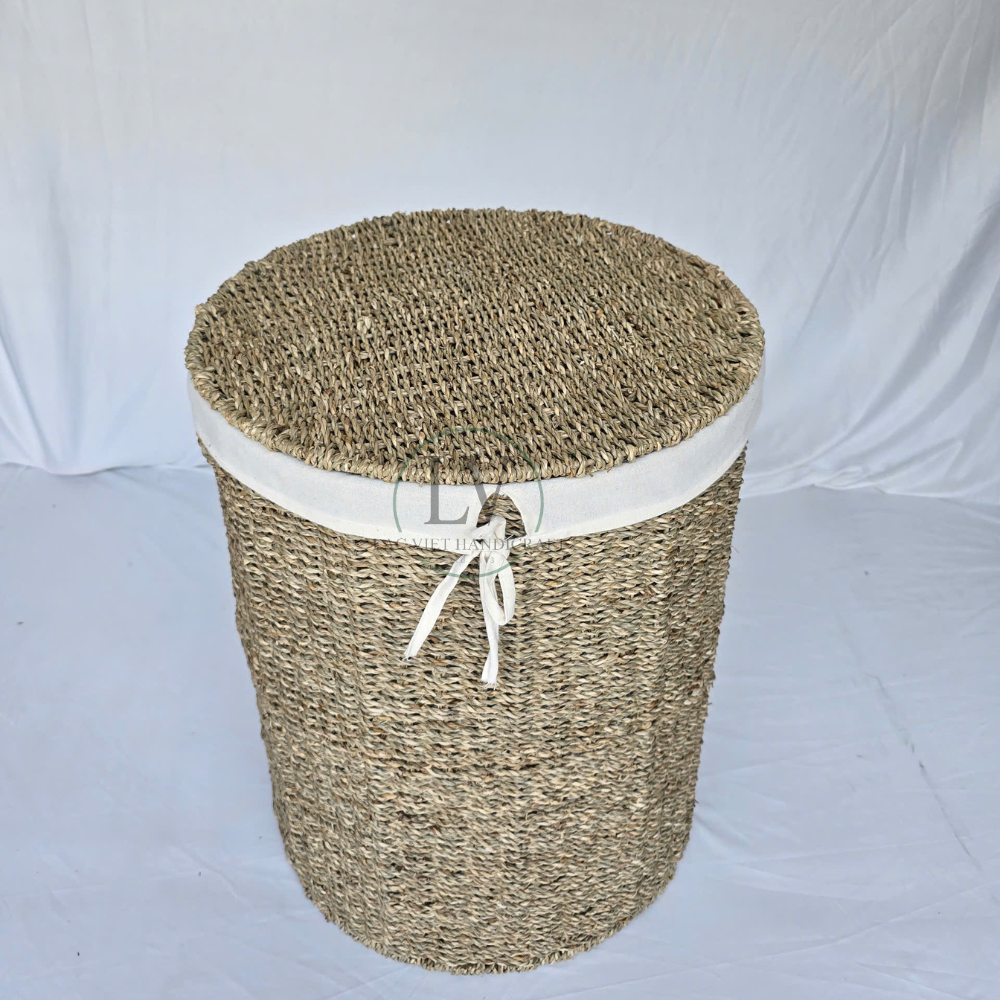 Seagrass Laundry Basket with Lid & Removable Liner