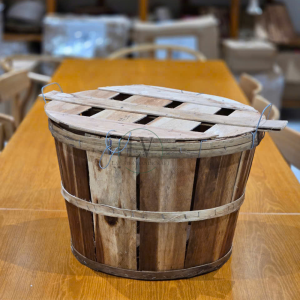 Wooden Bushel Basket with Handle for Autumn Harvest from Vietnam