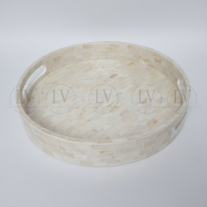 Mother of Pearl Round Ottoman Tray