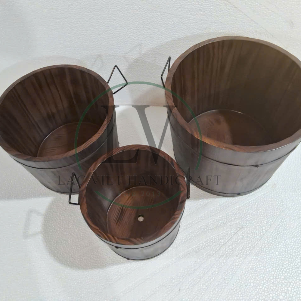 nesting-set-of-3-pine-wood-barrel-planters-for-outdoor-9 Wood Barrel Planters for Outdoor