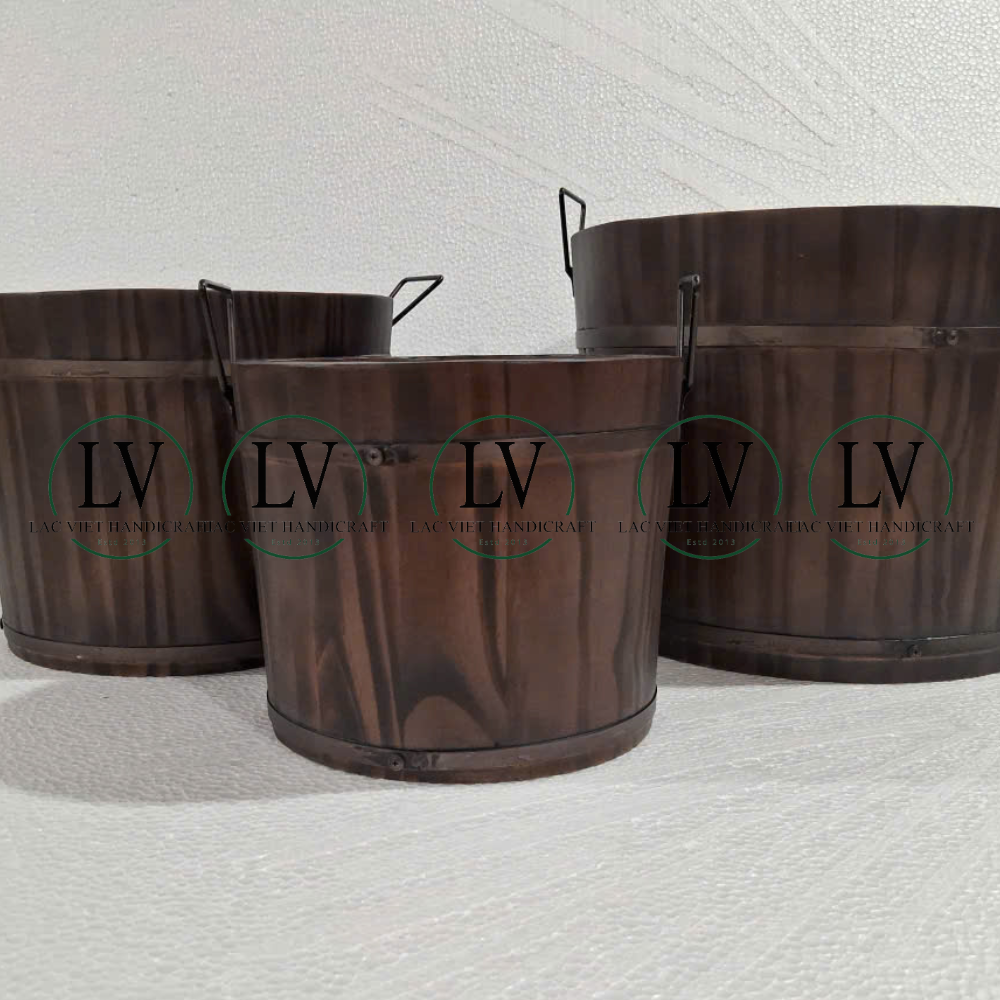 nesting-set-of-3-pine-wood-barrel-planters-for-outdoor-from-vietnam-9 Wood Barrel Planters for Outdoor