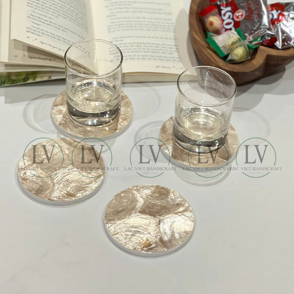 beige-mother-of-pearl-round-coasters-for-drink-table-decor-1 Mother of Pearl Round Coasters