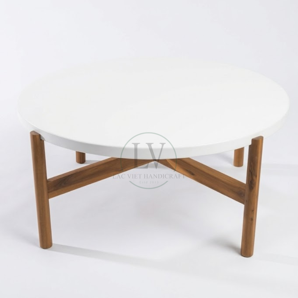 scandinavian-round-coffee-table-with-terrazzo-top-wooden-x-leg-6 Round Terrazzo Coffee Table